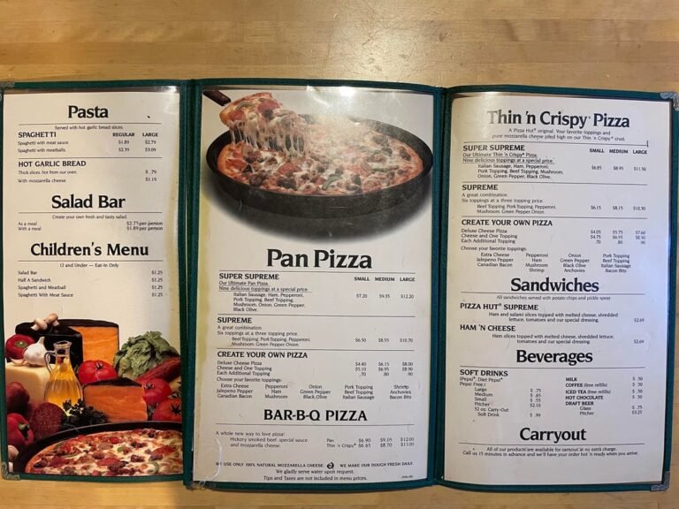 Dine in Pizza Hut Menu With Prices